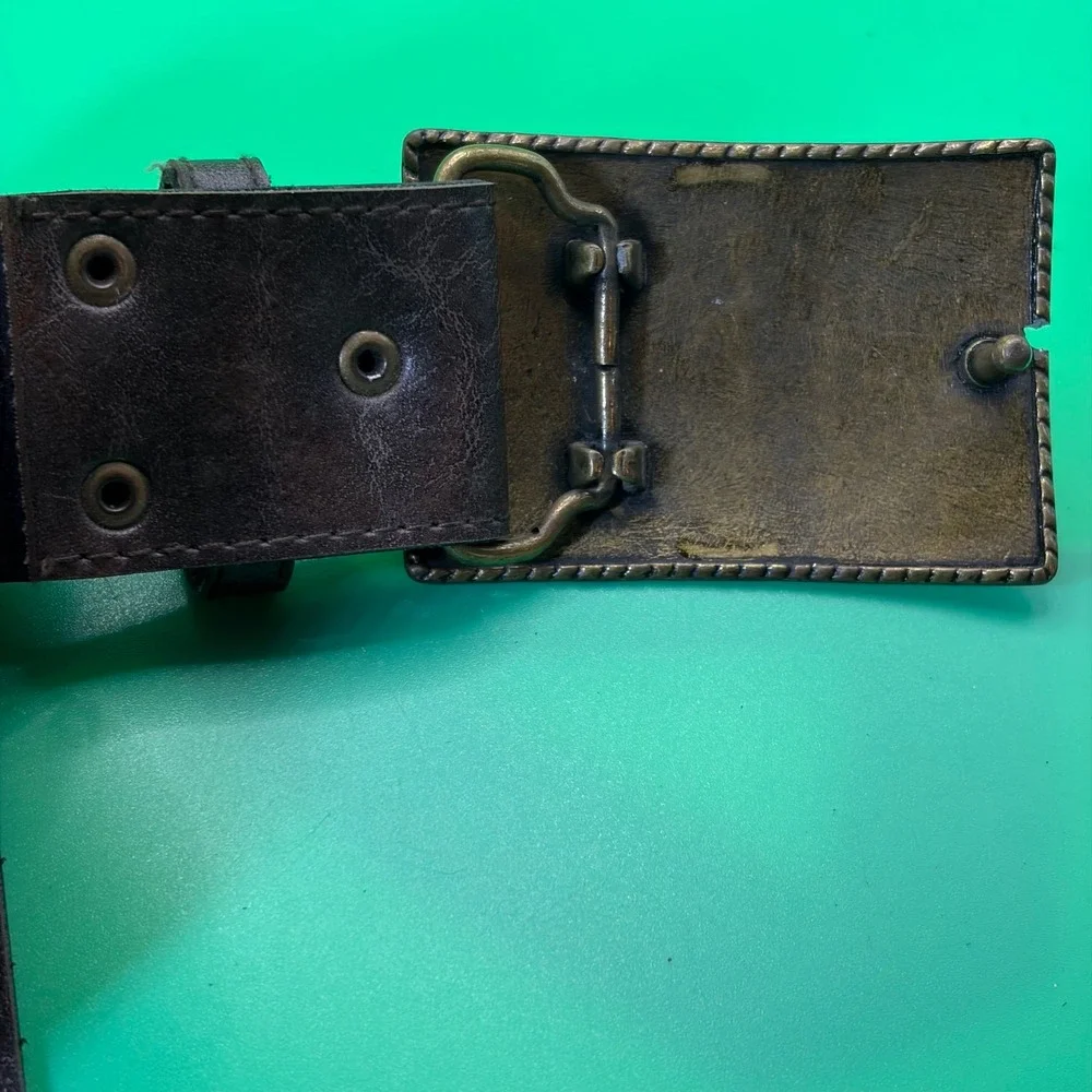 Western Brown Leather Filigree Belt Mens 46